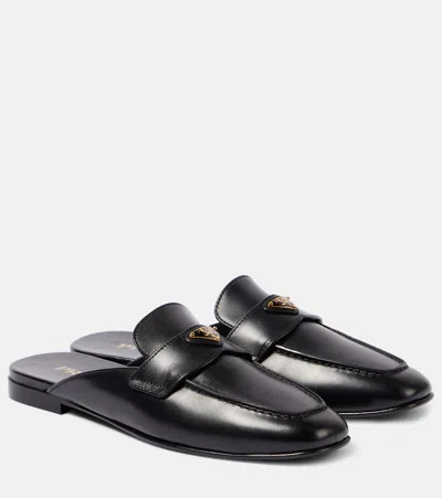 Prada Leather Mules In Black