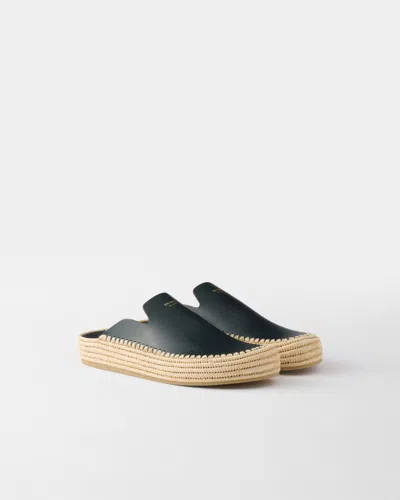 Prada Mules Aus Leder In Blau