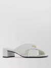 Prada Leather Mules Block Heel Cross Strap Open Toe In White