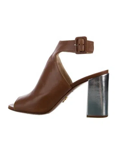 Pre-owned Prada Leather Mules In Brown