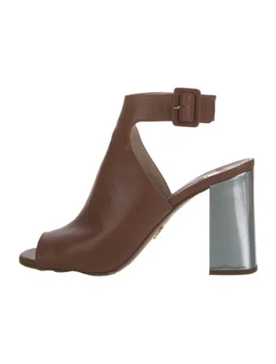 Pre-owned Prada Leather Mules In Brown