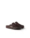 Prada Leather Mules In Brown