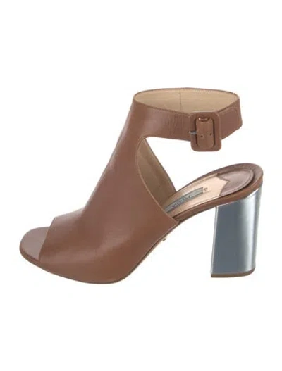 Pre-owned Prada Leather Mules In Brown