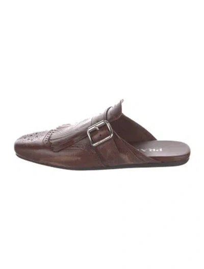 Pre-owned Prada Leather Mules In Brown