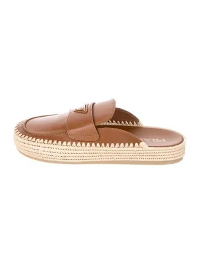 Pre-owned Prada Leather Mules In Brown