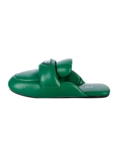 Pre-owned Prada Leather Mules In Green