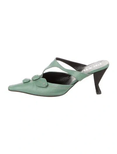 Pre-owned Prada Leather Mules In Green