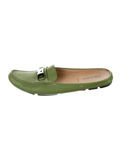 Pre-owned Prada Leather Mules In Green