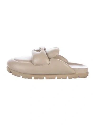 Pre-owned Prada Leather Mules In Neutral
