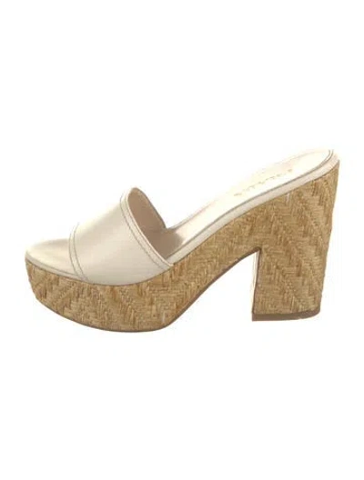Pre-owned Prada Leather Mules In Neutrals