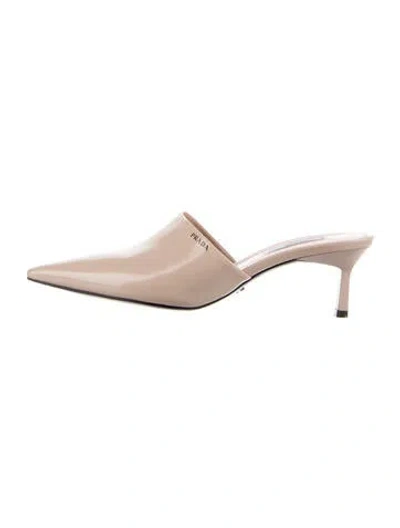 Pre-owned Prada Leather Mules In Neutrals