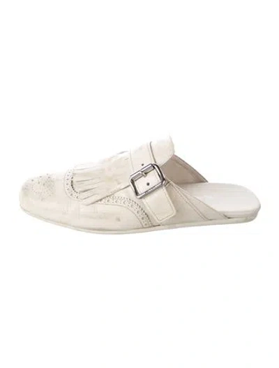 Pre-owned Prada Leather Mules In Neutrals