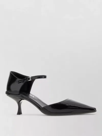 Prada Leather Mules Pointed Toe Kitten Heel Strap