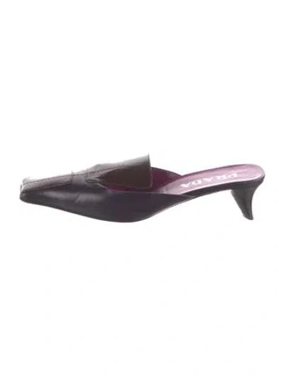 Pre-owned Prada Leather Mules In Purple