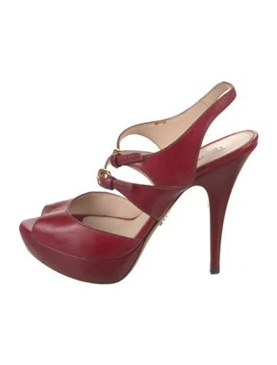 Pre-owned Prada Leather Mules In Red