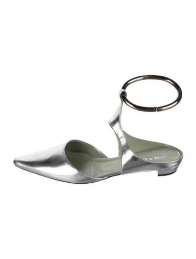 Pre-owned Prada Leather Mules In Silver
