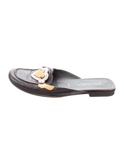 Pre-owned Prada Leather Mules In Silver