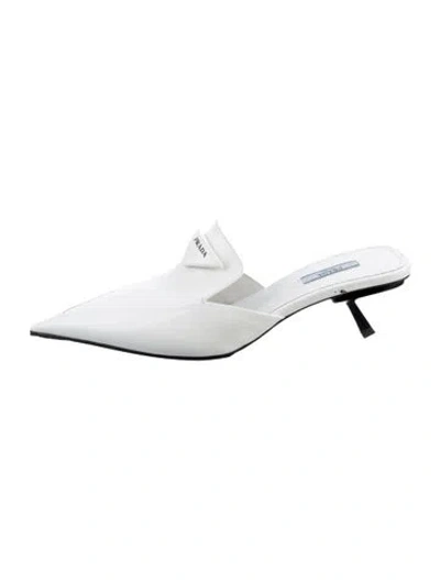 Pre-owned Prada Leather Mules In White