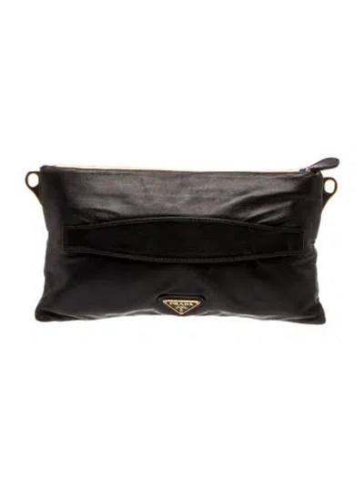 Pre-owned Prada Leather Nappa Clutch In Black