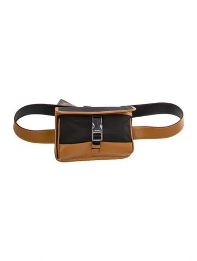 Pre-owned Prada Leather Nylon Belt Bag In Metallic/silver