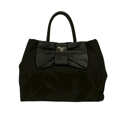 Pre-owned Prada Leather Nylon Handbag Tote Bag () In Black