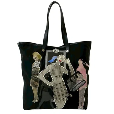 Pre-owned Prada Leather Nylon Handbag Tote Bag () In Black