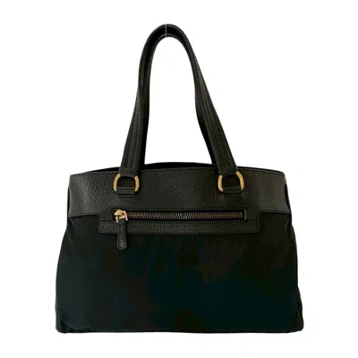 Pre-owned Prada Leather Nylon Handbag Tote Bag () In Black