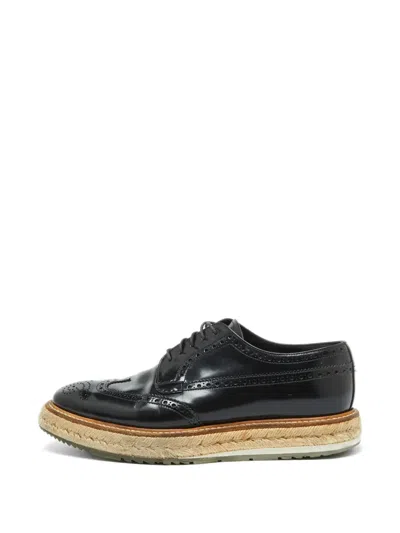 Pre-owned Prada Leather Oxford Shoes In Black