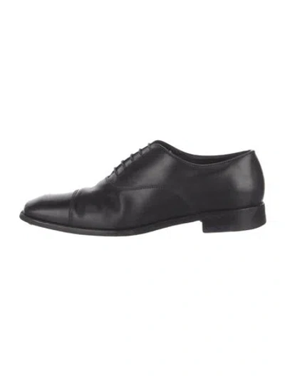 Pre-owned Prada Leather Oxfords In Black