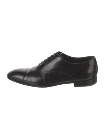 Pre-owned Prada Leather Oxfords In Black