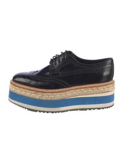 Pre-owned Prada Leather Oxfords In Black