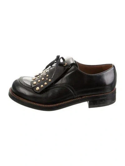 Pre-owned Prada Leather Oxfords In Black