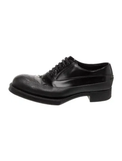 Pre-owned Prada Leather Oxfords In Black