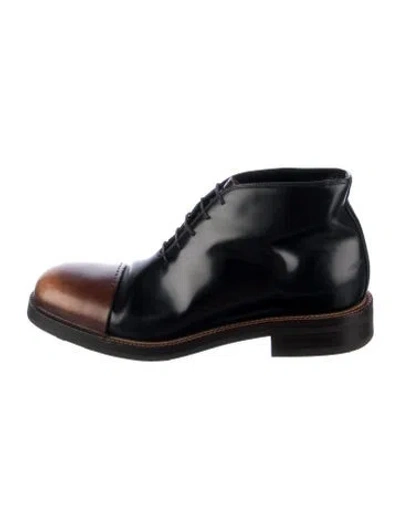 Pre-owned Prada Leather Oxfords In Black/brown