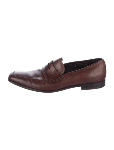 Pre-owned Prada Leather Oxfords In Brown