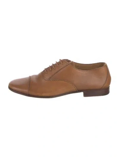 Pre-owned Prada Leather Oxfords In Brown
