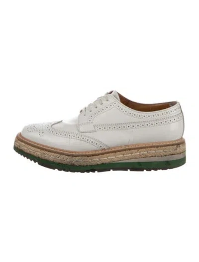 Pre-owned Prada Leather Oxfords In Gray