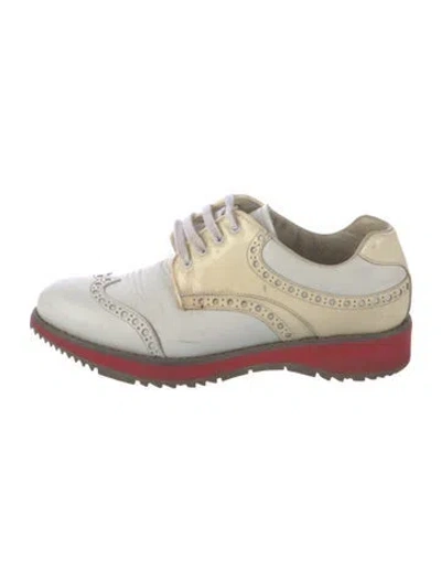 Pre-owned Prada Leather Oxfords In White