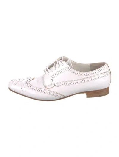 Pre-owned Prada Leather Oxfords In White