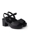 Prada Leather Padded Heeled Sandals 65 In Black