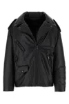 Prada Black Nappa Leather Padded Jacket In Nero