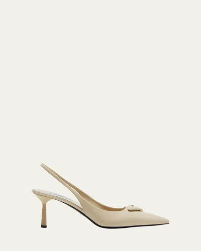 PRADA LEATHER PADDED LOGO SLINGBACK PUMPS