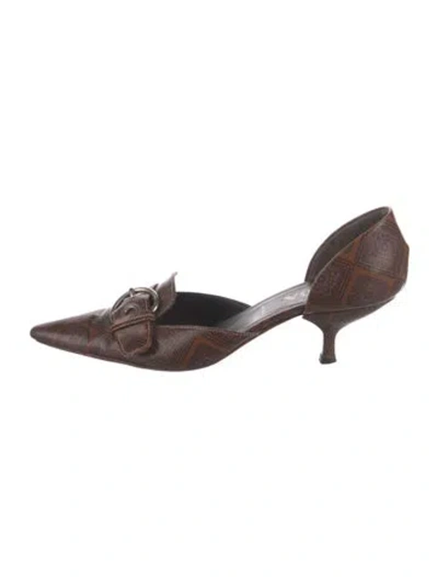 Pre-owned Prada Leather Paisley Print Pumps In Black