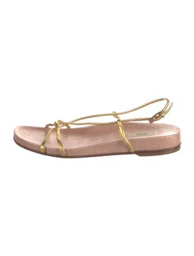 Pre-owned Prada Leather Paisley Print Sandals In Multi