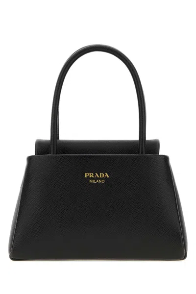 Prada Leather Passage Handbag With Shoulder Strap In Black