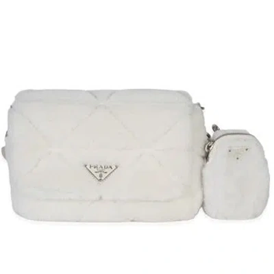 Pre-owned Prada Leather Patchwork System Flap Bag In White
