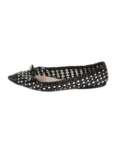Pre-owned Prada Leather Patterned Ballet Flats In Black