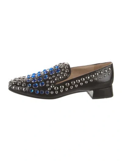 Pre-owned Prada Leather Patterned Loafers In Black