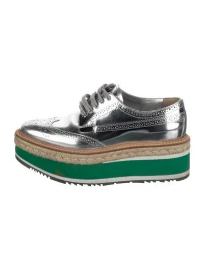 Pre-owned Prada Leather Patterned Oxfords In Multi