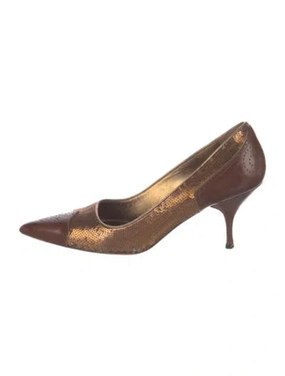 Pre-owned Prada Leather Patterned Pumps